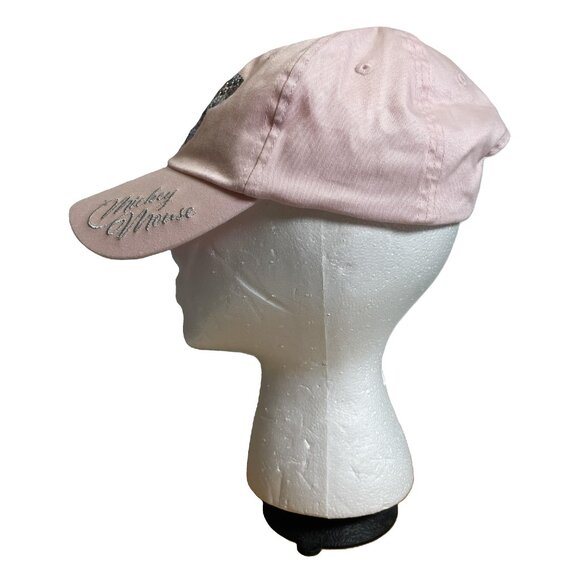 Disney Parks Pink Mickey Mouse Rhinestone Adjustable Hat Embroidery Strapback - Picture 2 of 8